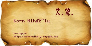 Korn Mihály névjegykártya